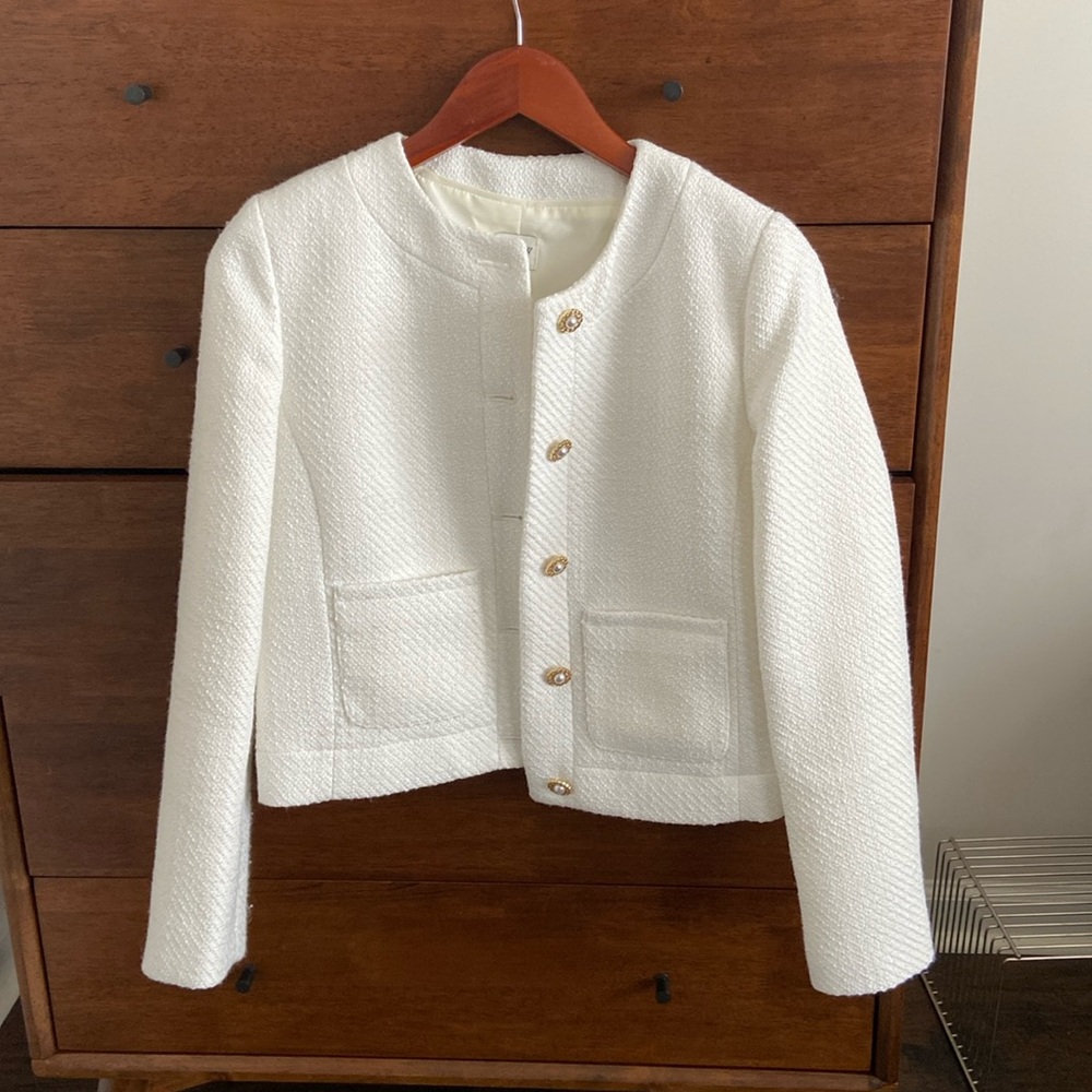 Cute J.Crew ivory crop tweed jacket